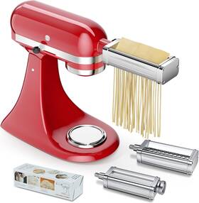 Je-ka-pma01 Guanqiao Pasta Maker Attachments Set For All Kitchenaid Stand Mixer Ksmpra Silver