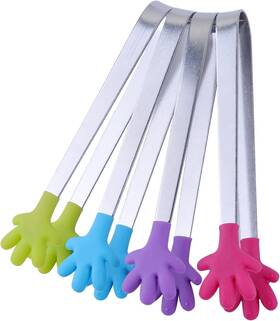 Hdht1305 Hendevl 4pieces Mini Stainless Steel Food Clip With Hand Shape Designed Silicone