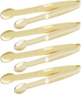 8541930116 Hinmay Mini Appetizer Tongs 5-3/4 Inch Small Serving Set Of Gold