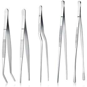Ex-honeydak-629 Honeydak 5 Pcs Stainless Steel Kitchen Cooking Tweezers Tongs Culinary 12 Inch Silver