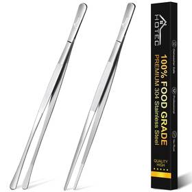 Htjzt02 Hotec Kitchen Tweezers Tongs Stainless Steel Professional 12 Inch Silver