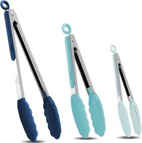 Jz-ll03 Hotec Premium Stainless Steel Locking Kitchen Tongs With Gradient Blue