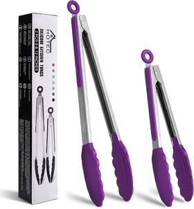 Jz-z02 Hotec Premium Stainless Steel Locking Kitchen Tongs With Silicon Tips Purple