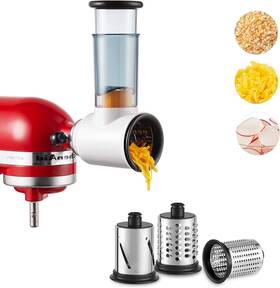 Ho2006 Hozodo Slicer Shredder Attachment For Kitchenaid Stand Mixer White And Steel Gray