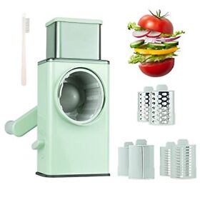 Idiqib Rotary Cheese Grater With Handle Cheese Shredder With 3 Interchangeable
