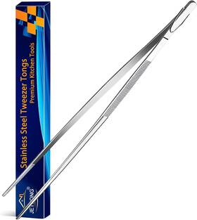 A2022-1 Jetkong 12-inch Kitchen Tweezers Fine Tweezer Tongs 12 Inch Point Tip-silver