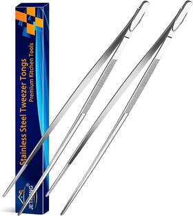 A2022-2 Jetkong 2 Pieces Extra-long Tweezer Tongs 12-inch 12 Inch Point Tip-silver