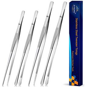 Jetkong Tongs3000-10 12-silver 4 Pcs Kitchen Tweezers Tongs Stainless Steel 10 12inch-4pcs Silver