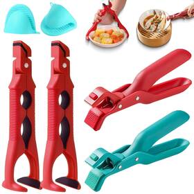 Jeyermier 799646439151 4pcs Hot Plate Grippers Anti Scald Bowl Clip 9.05 5.9 2.36 Red Green