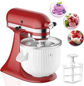 Kem04 Kassunkoch Ice Cream Attachment For Kitchenaid Stand Mixer Fits 4.5-5 Quart Tilt-head/6-7qt