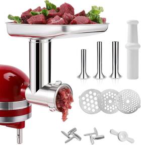 82207k Kingeagle Food Grinder Attachment For Kitchenaid Mixers Stainless Steel Metal Silver