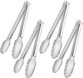 4pcsd3 Kzovone 4 Pack Serving Tongs For Buffet Metal Kitchen Stainless 7in Silver