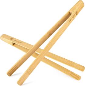 Lbk060 Laboos Long Bamboo Cooking Tongs 11.8 Inch Natural Wood Kitchen Natural/light