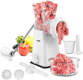 Lhs Manual Meat Grinder With Stainless Steel Blades Heavy Duty Powerful
