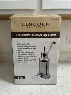 31200006 Lincoln Outfitters/rural King Sausage Stuffer Vertical Stainless Steel 5lb Used