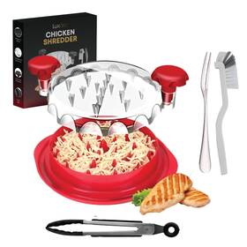 Luxarc 728204474662 Large Chicken Shredder Tool Twist With Cleaning Brush Tong And Fork 11 Inch Meat