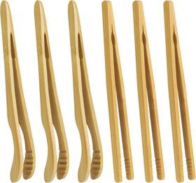 Vbdz91ryp Mozeat Lens 564917 1 6 Pack Bamboo Tongs 7 Inch Long Reusable Wooden Cooking Toaster Wood Color
