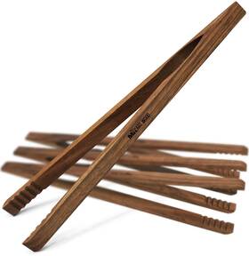Mr.art Wood 722874328904 4 Pcs 10-inch Walnut Wooden Toaster Tongs Premium Kitchen 10x0.4