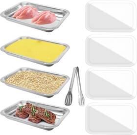 Jio27894 Olutacot 4 Pcs Breading Trays 10.4 X 7.7 1.9 Inch Food Prep Large Silver