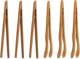 Yzwdtgs-001 Onerusus 6 Pack Bamboo Toaster Tongs - 7 Inch Reusable Wood Cooking Yellow-6 Pcs
