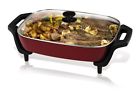 Oster New Skillet Red Pan Frying Electric Glass Lid Non Stick Kitchen 608042608323