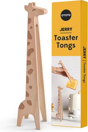 Ot1301 Ototo New Jerry The Giraffe Toaster Tongs - Multipurpose Wooden Yellow