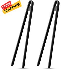 Patelai-1293436 Patelai 2 Pcs 11.8 Inch Silicone Tongs For Cooking Tweezer Black