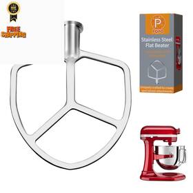 Pqpo 658370443707 6 Quart Stainless Steel Flat Beater Compatible With Kitchenaid Silver