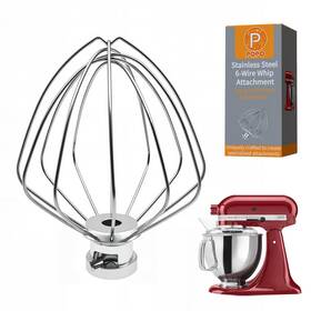 Kjj-15 Pqpo K45ww Stainless Steel 6-wire Whip Attachment Compatible 4.5&5 Quart Silver