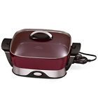 Presto Non Stick Cookware Electric Counter Skillet 12in Cooking Baking Pan Burgundy 804904090262