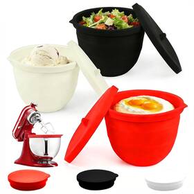 Prrprr Pu-62gt-yq6y 3 Pack Silicone Bowl Liners With Lids For 5 Quart 3pcs Red White Black