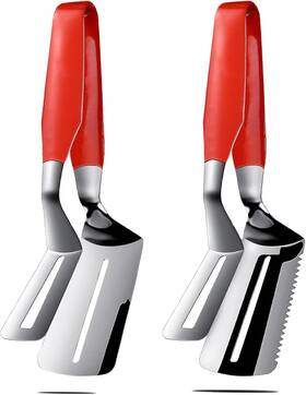 Cn-jwus-033 Realand 304 Stainless Steel Grill Clamp Spatula 2pcs 10.23in 2.75in Silver