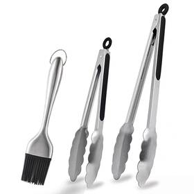 Rfscdi 738277932488 Stainless Steel Kitchen Tongs And Basting Brush 9 12 Inch Silver 3pcs