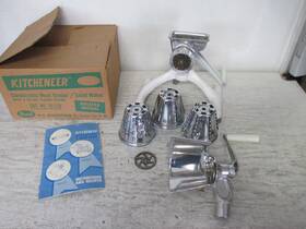 10-123 Rival Vintage Kitcheneer Meat Grinder And Salad Maker With Instructions Box