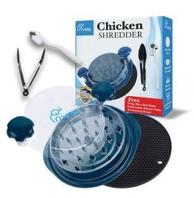 Rivoq 198168433089 Chicken Shredder 10 Inches With Silicone Layer Anti Slip Mat Brush And Tong -