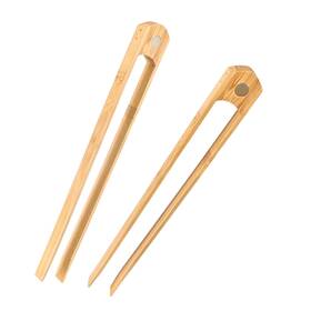 Ryidkcs 684514189842 Natural Bamboo Toast Tongs With Magnet Set Of 2 Eco-friendly 8.7 Inch Wooden 22x2
