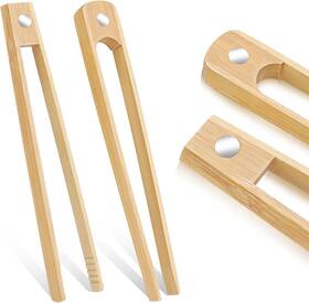 564691 Salbsever 1 Yifhswyni 2 Pcs Wood Tongs For Toaster With Magnet 8.7 Inch Bamboo Toast Light Brown