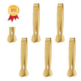 Xjy130 Siktorrwd 6pcs Gold Mini Tongs Stainless Steel Food Buffet 0.63 4.33in