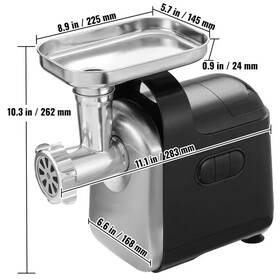 Skyshalo 726084535619 Electric Meat Grinder 6.6 Lb/min 550w 2200w Max Industrial Mincer With 2 B