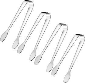 8541929983 Soleader Mini Serving Tongs Small 4.5 Inch Appetizer Silver