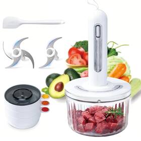 Sonhomay 3456277-4148us-bex Glass Food Processor Cordless Electric Meat Grinder With 2 Blades And 4 Bowls