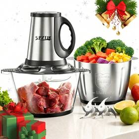 Dana112301 Spztjk 2l Food Processor With 2 Bowls Electric Chopper Meat Grinder Mixer