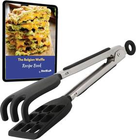 Sb-wt21 Starblue Mini Waffle Tongs By 8 Inches Silicone And Inch Black Silver