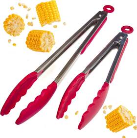U-s33037 Starpack Home Premium Silicone Kitchen Tongs Set Of 2 9-inch And Red