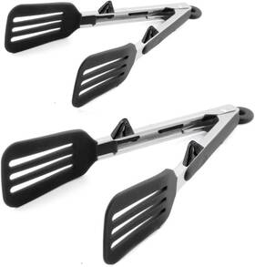 Sr-cook-061 Staruby Kitchen Tongs 9 Inches And 12 Fish Spatula Stainless Silver Black