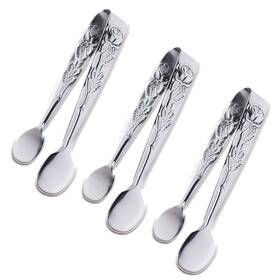 Sunenlyst 191813801141 3pcs Mini Serving Tongs 4inch Rose Stainless Steel 4.13inch 0.78inch Silver