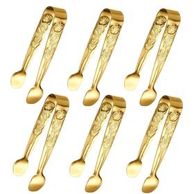 Sunenlyst 605128984173 6pcs Mini Serving Tongs 4inch Rose Stainless 4.13inch 0.78inch Gold