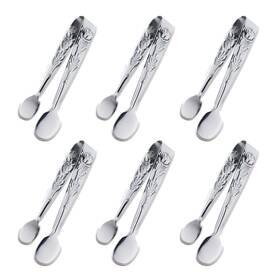 Sunenlyst 606600642888 6pcs Mini Serving Tongs 4inch Rose Stainless 4.13inch 0.78inch Silver