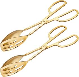 Sp-d5g6-2ig3 Suprod 2 Pack Gold Serving Tongs Buffet For Kitchen Cooking 10 Inch Stainless