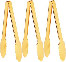 Sp09-g30f-io16 Suprod 3 Pack Serving Tongs Gold 9 Inch Salad Buffet Stainless Steel